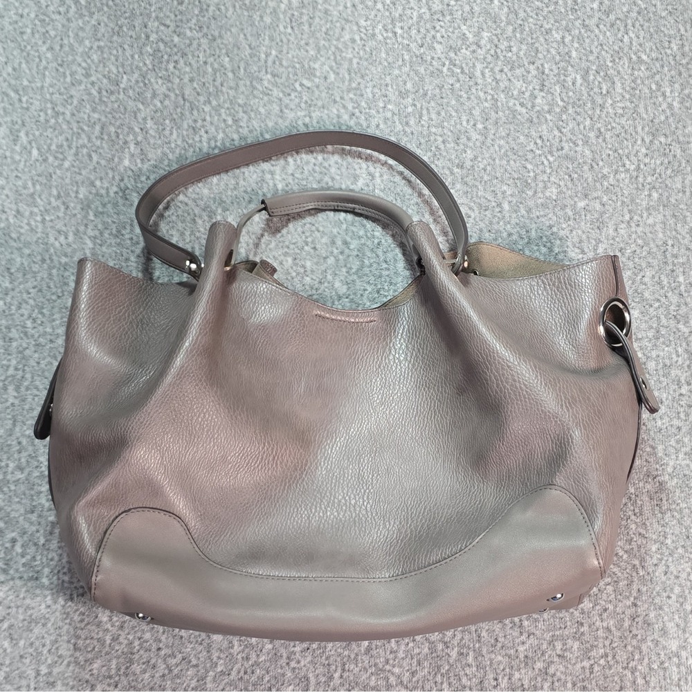 Sondra Roberts Taupe Satchel Top Handle Zip, Double Handles, Pouch, Pockets